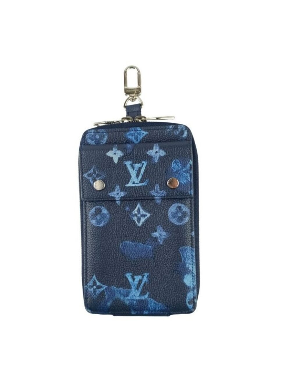 Louis Vuitton Pouch Phone Blue Monogram Water Canvas Case Silver